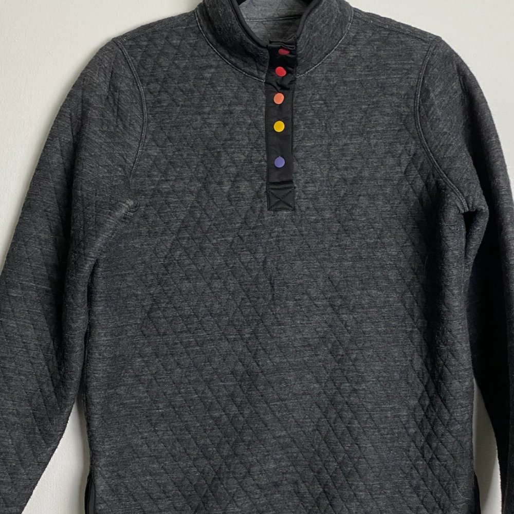 Marine Layer Corbet Reversible Pullover in Charcoal Grey/Mid Heather Grey